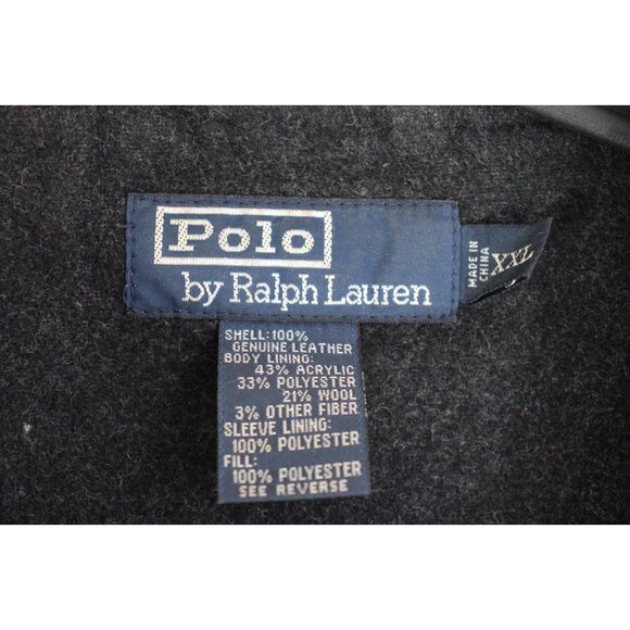 Vintage Polo Ralph Lauren Mens 2XL Wool Lined Car Leather Coat Jacket RARE M1076 - Picture 4 of 6